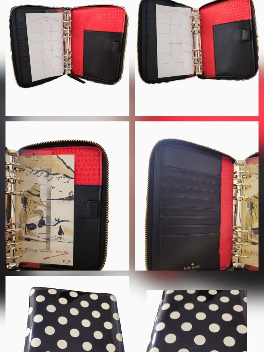 KATE SPADE WELLESLEY ZIP 6-RING AGENDA ORGANIZER • BLACK & WHITE